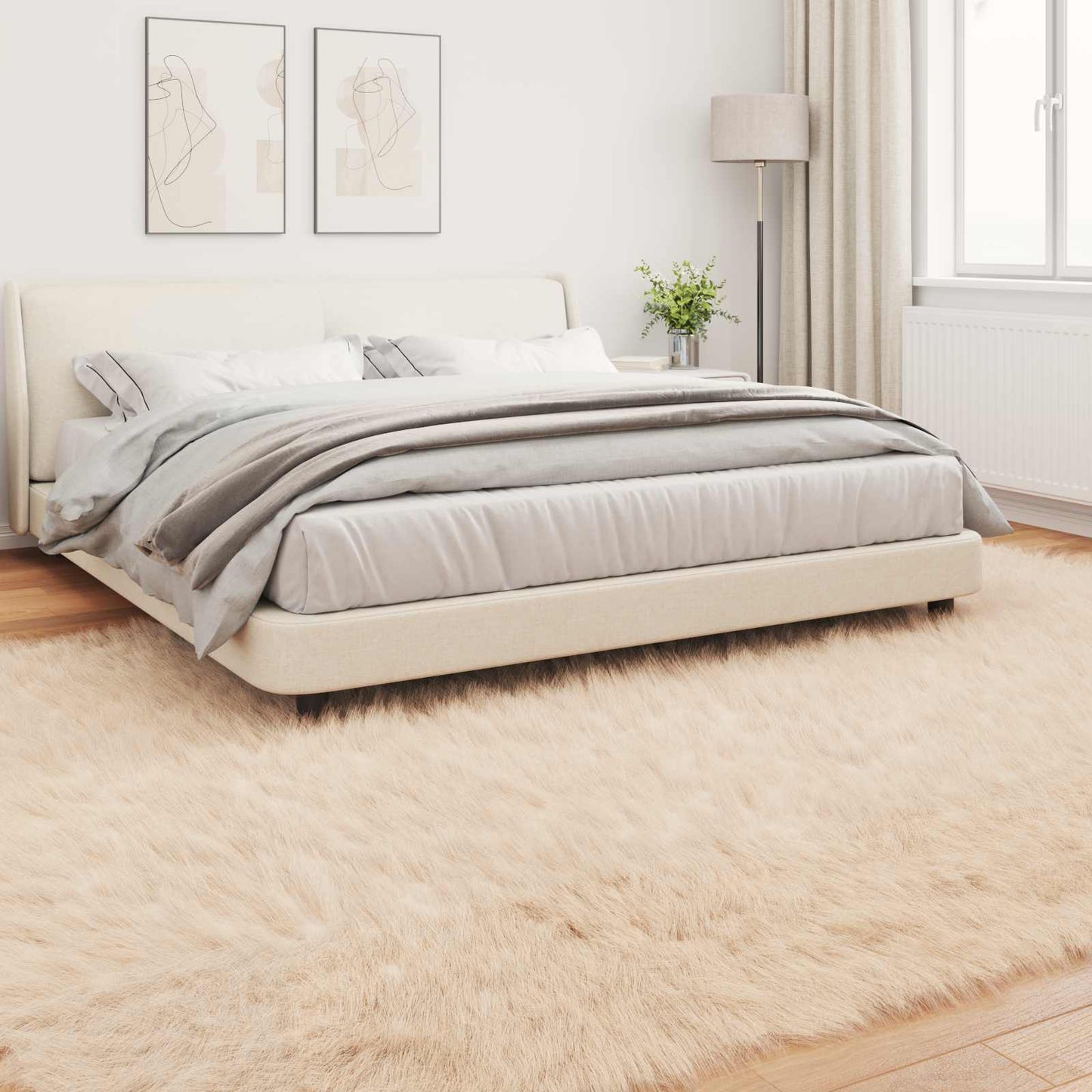 Faux Sheepskin Rug TAFALLA Beige 200 x 280 cm Polyester