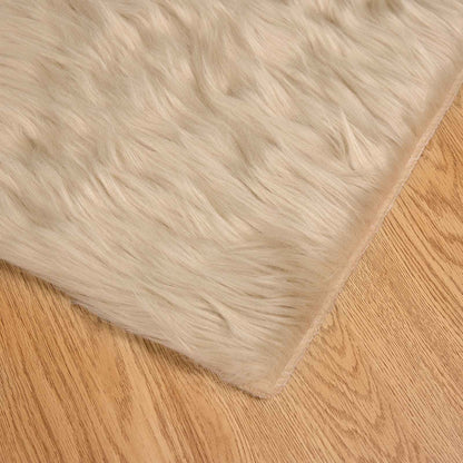 Faux Sheepskin Rug TAFALLA Beige 120 x 120 cm Polyester