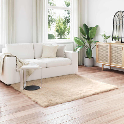Faux Sheepskin Rug TAFALLA Beige 160 x 160 cm Polyester