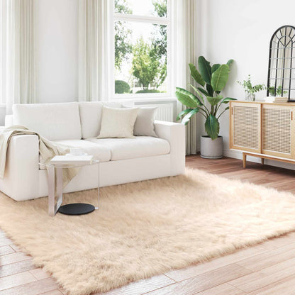 Faux Sheepskin Rug TAFALLA Beige 200 x 200 cm Polyester