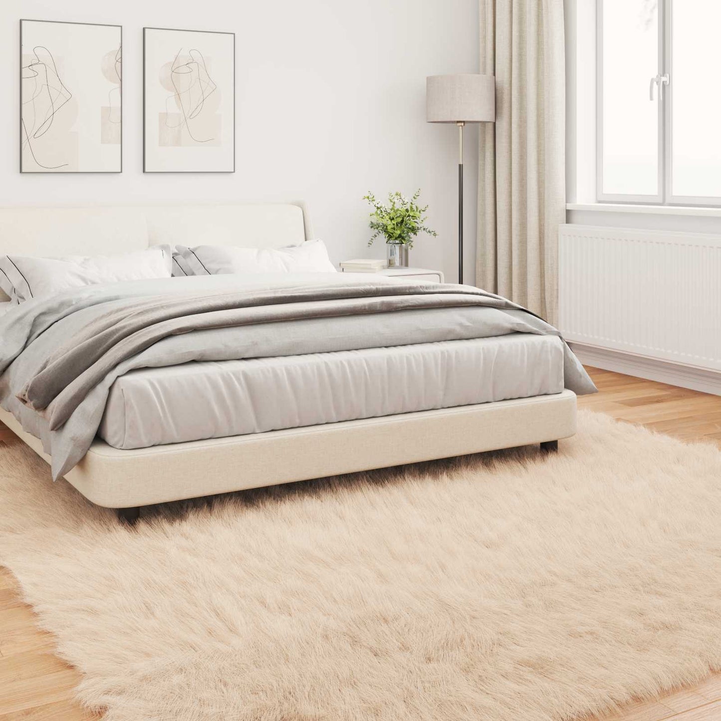 Faux Sheepskin Rug TAFALLA Beige 240 x 240 cm Polyester