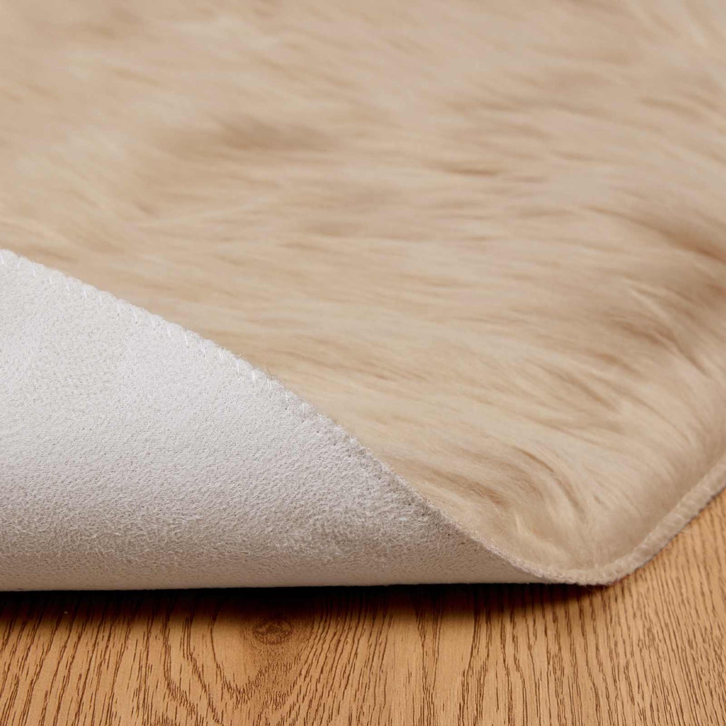 Faux Sheepskin Rug TAFALLA Beige Ø 80 cm Polyester