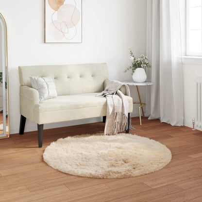 Faux Sheepskin Rug TAFALLA Beige Ø 80 cm Polyester