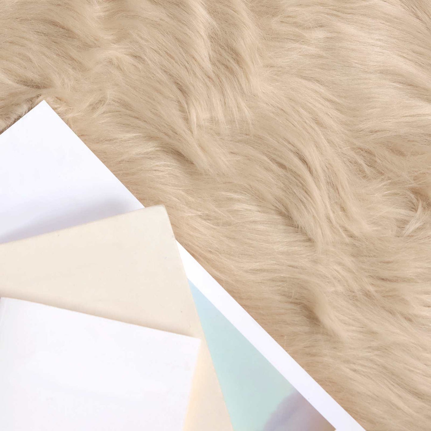 Faux Sheepskin Rug TAFALLA Beige Ø 80 cm Polyester