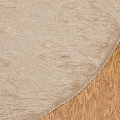 Faux Sheepskin Rug TAFALLA Beige Ø 120 cm Polyester