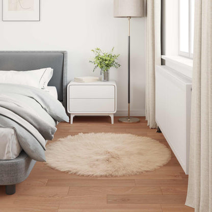 Faux Sheepskin Rug TAFALLA Beige Ø 120 cm Polyester