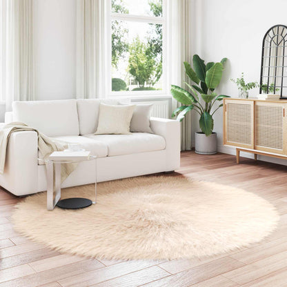 Faux Sheepskin Rug TAFALLA Beige Ø 160 cm Polyester