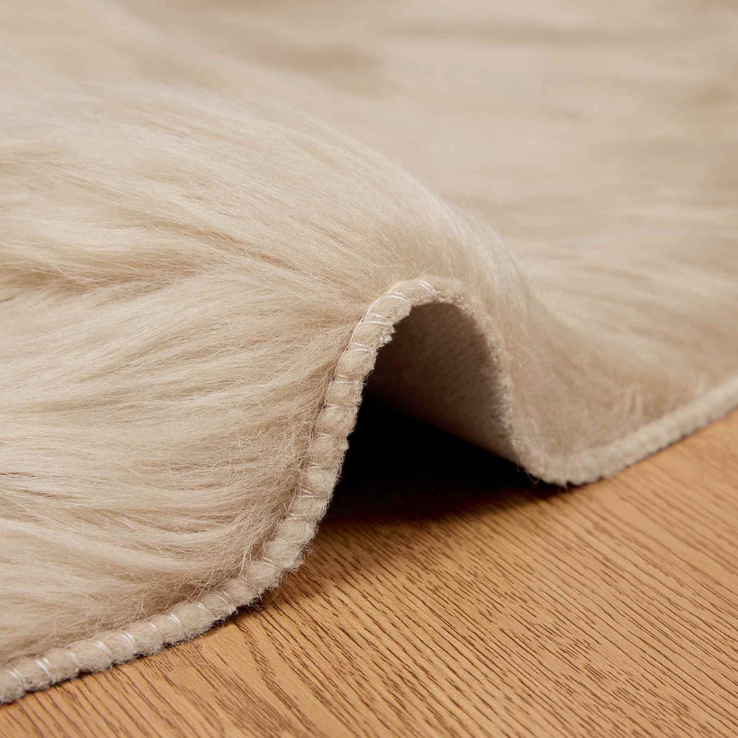 Faux Sheepskin Rug TAFALLA Beige Ø 200 cm Polyester