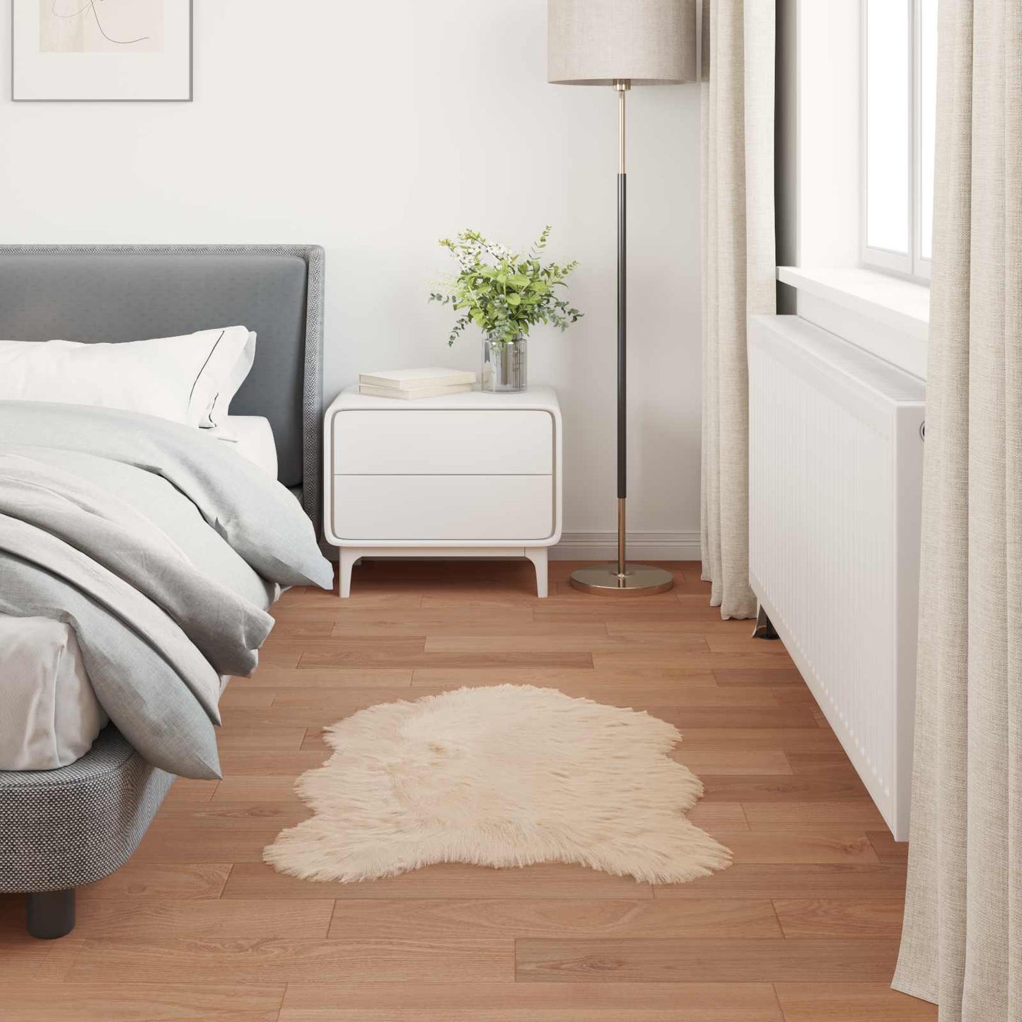 Faux Sheepskin Rug TAFALLA Beige 80 x 120 cm Polyester