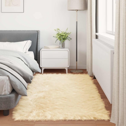 Faux Sheepskin Rug TAFALLA Cream 80 x 200 cm Polyester