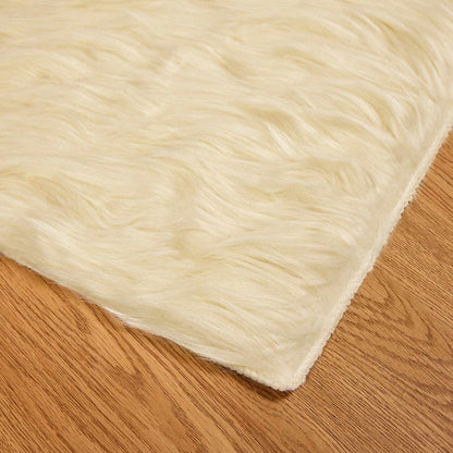 Faux Sheepskin Rug TAFALLA Cream 80 x 250 cm Polyester