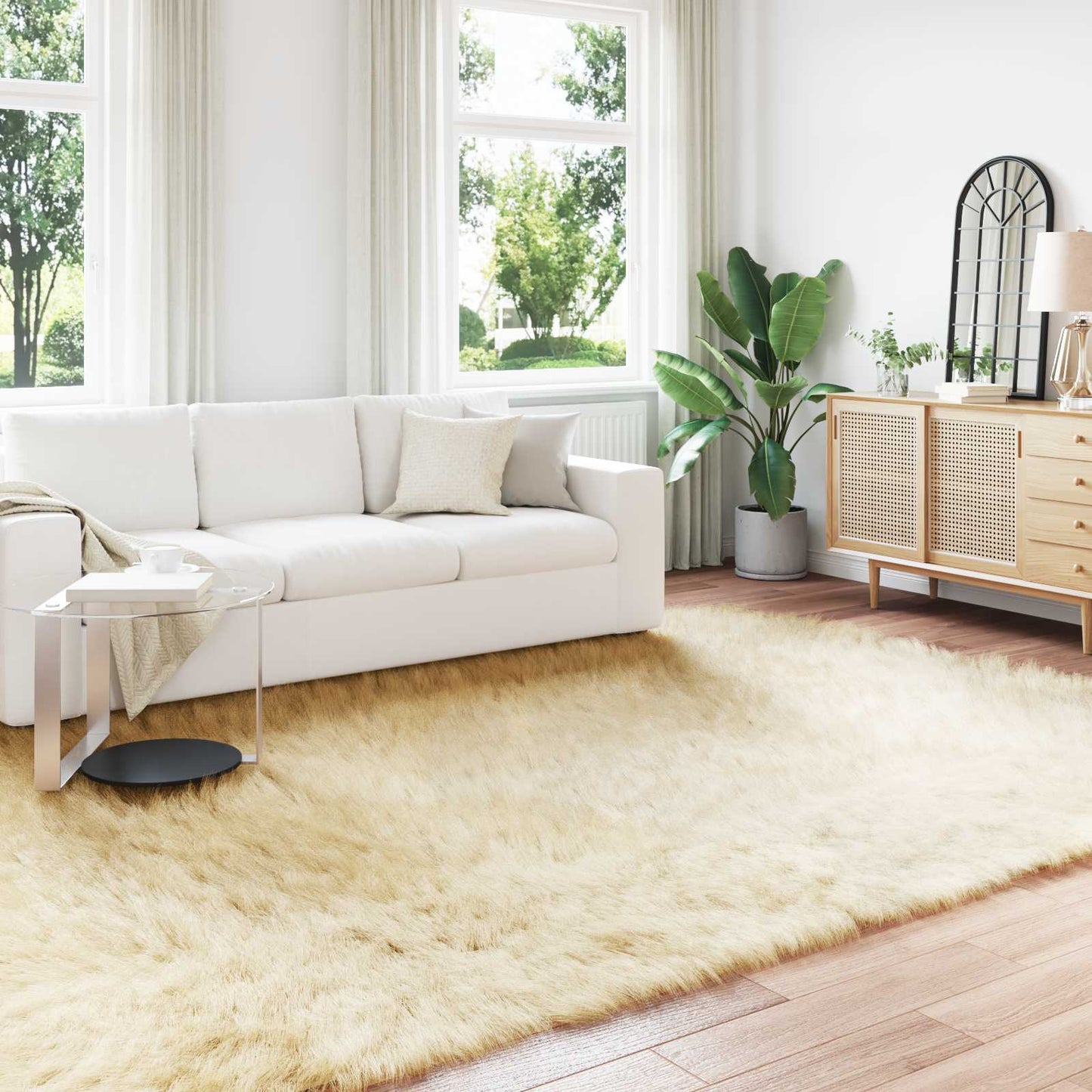 Faux Sheepskin Rug TAFALLA Cream 240 x 340 cm Polyester