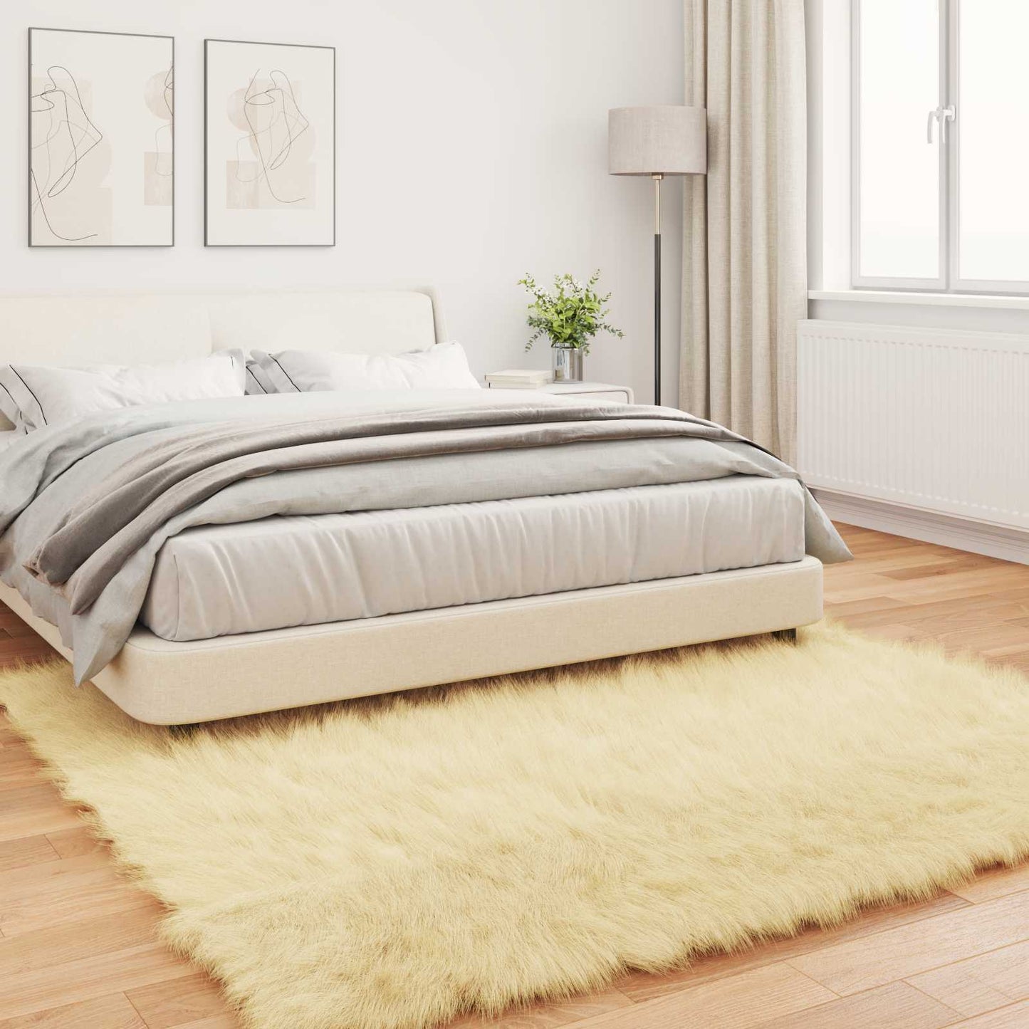 Faux Sheepskin Rug TAFALLA Cream 240 x 240 cm Polyester