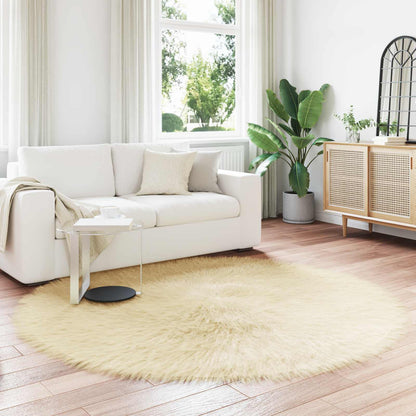 Faux Sheepskin Rug TAFALLA Cream Ø 200 cm Polyester
