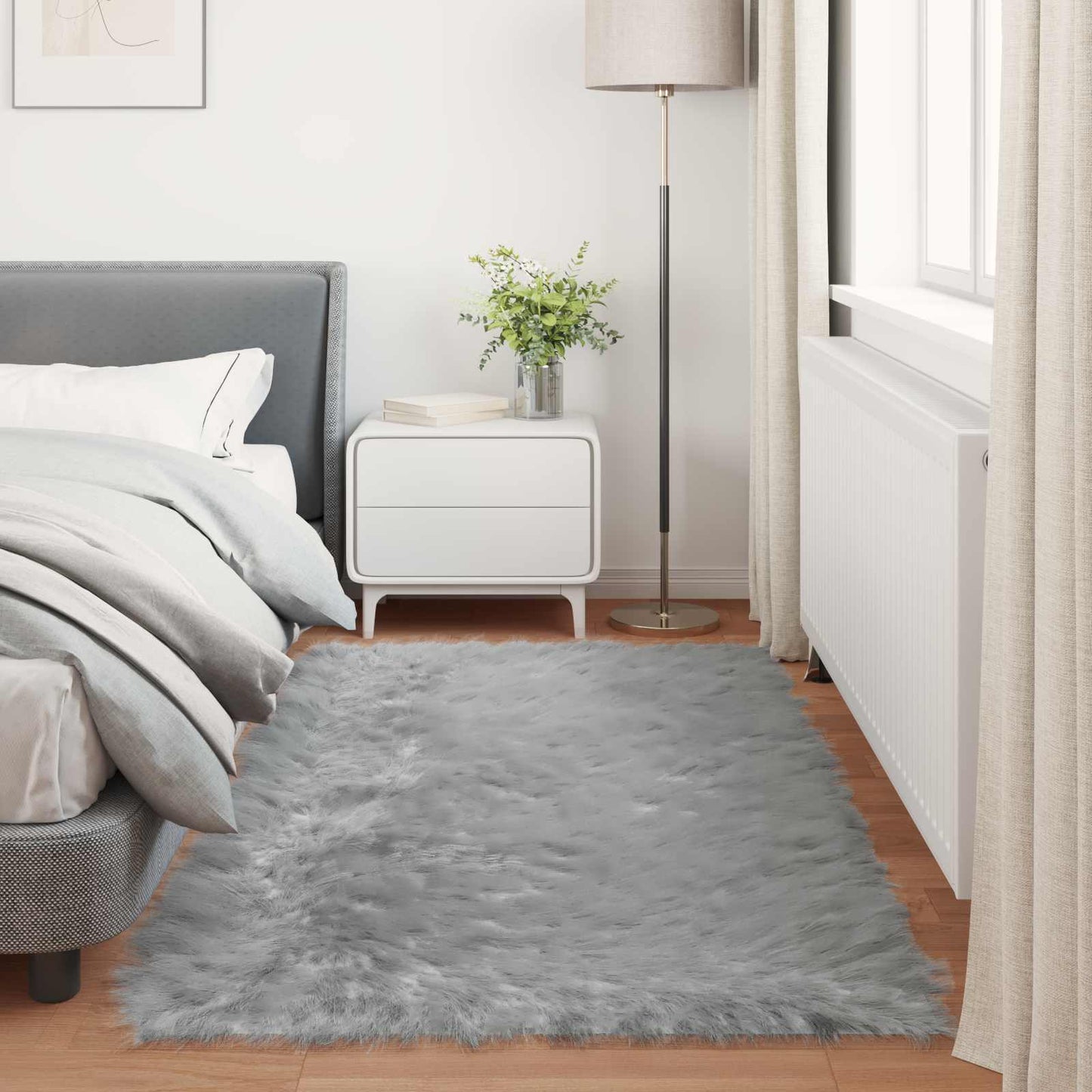 Faux Sheepskin Rug TAFALLA Grey 80 x 200 cm Polyester