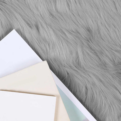 Faux Sheepskin Rug TAFALLA Grey 80 x 200 cm Polyester