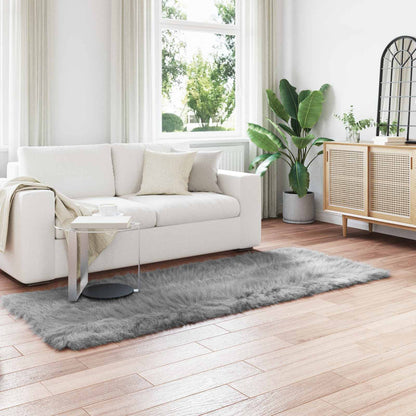 Faux Sheepskin Rug TAFALLA Grey 80 x 250 cm Polyester
