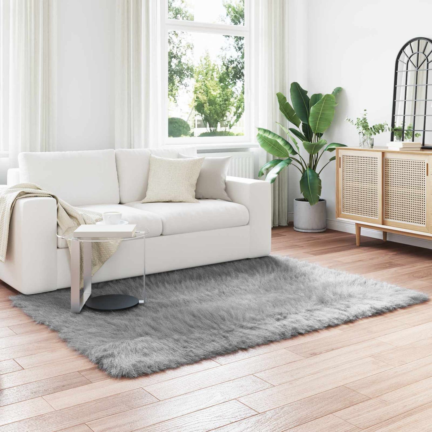 Faux Sheepskin Rug TAFALLA Grey 120 x 170 cm Polyester