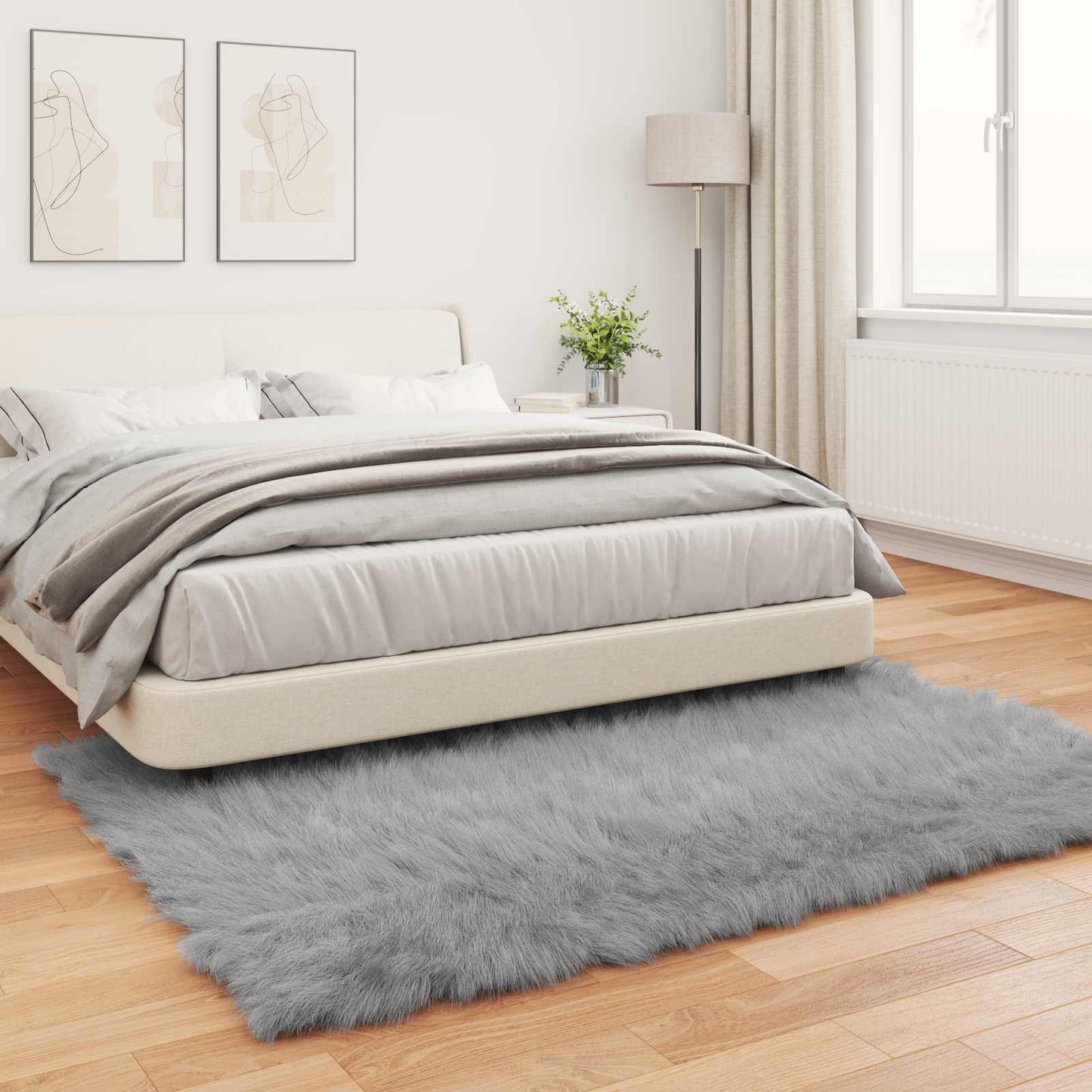 Faux Sheepskin Rug TAFALLA Grey 120 x 170 cm Polyester