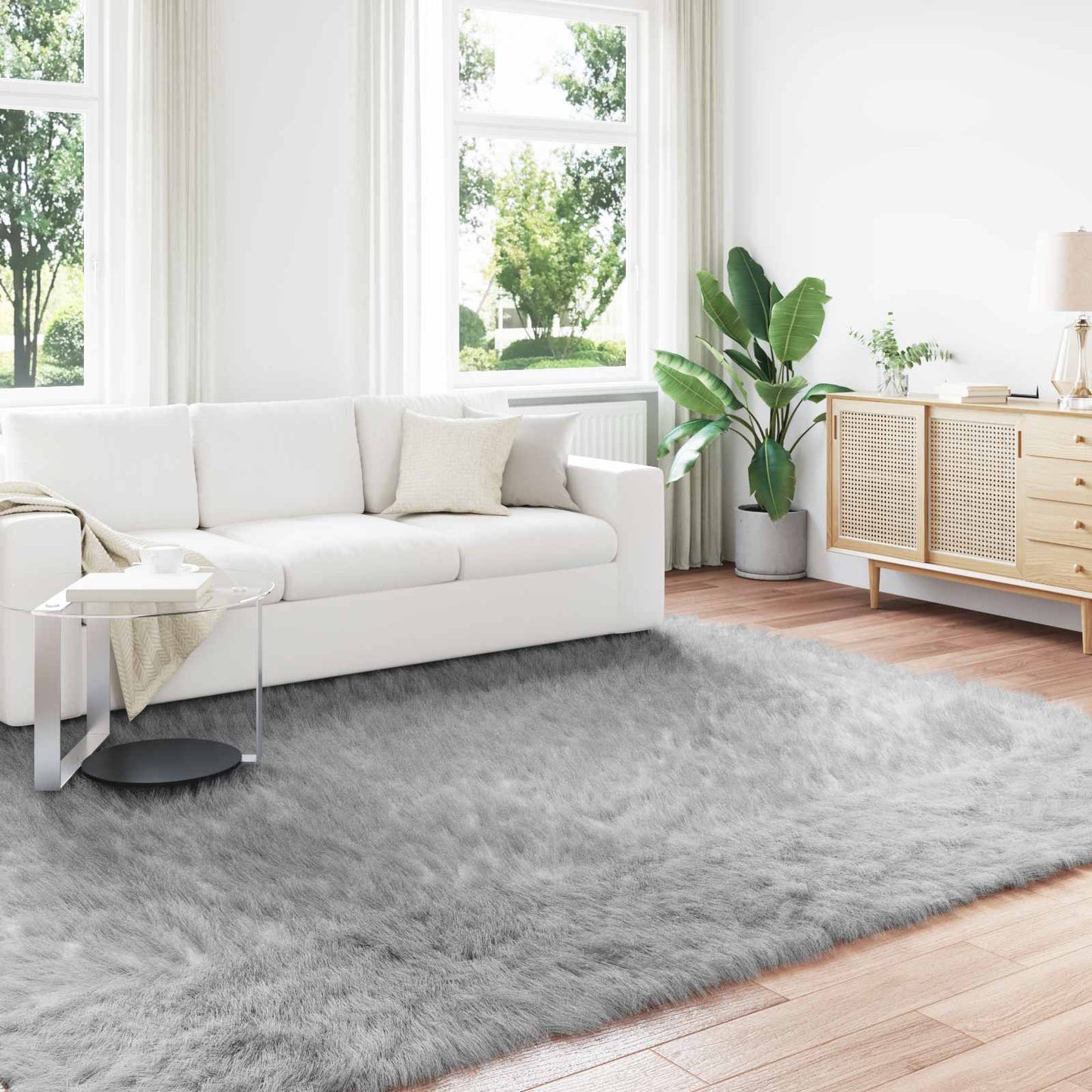 Faux Sheepskin Rug TAFALLA Grey 240 x 340 cm Polyester