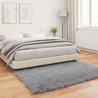 Faux Sheepskin Rug TAFALLA Grey 120 x 120 cm Polyester
