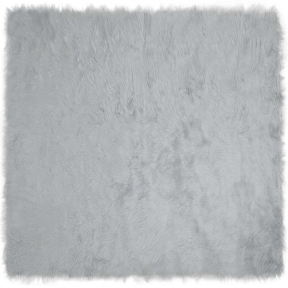 Faux Sheepskin Rug TAFALLA Grey 120 x 120 cm Polyester