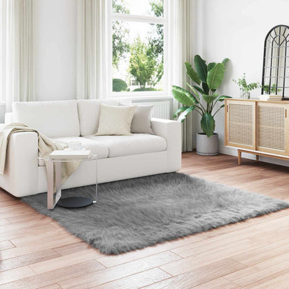 Faux Sheepskin Rug TAFALLA Grey 160 x 160 cm Polyester