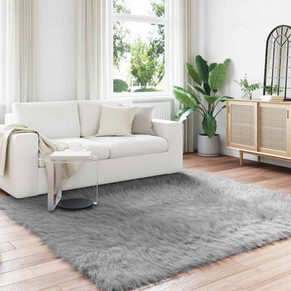 Faux Sheepskin Rug TAFALLA Grey 200 x 200 cm Polyester