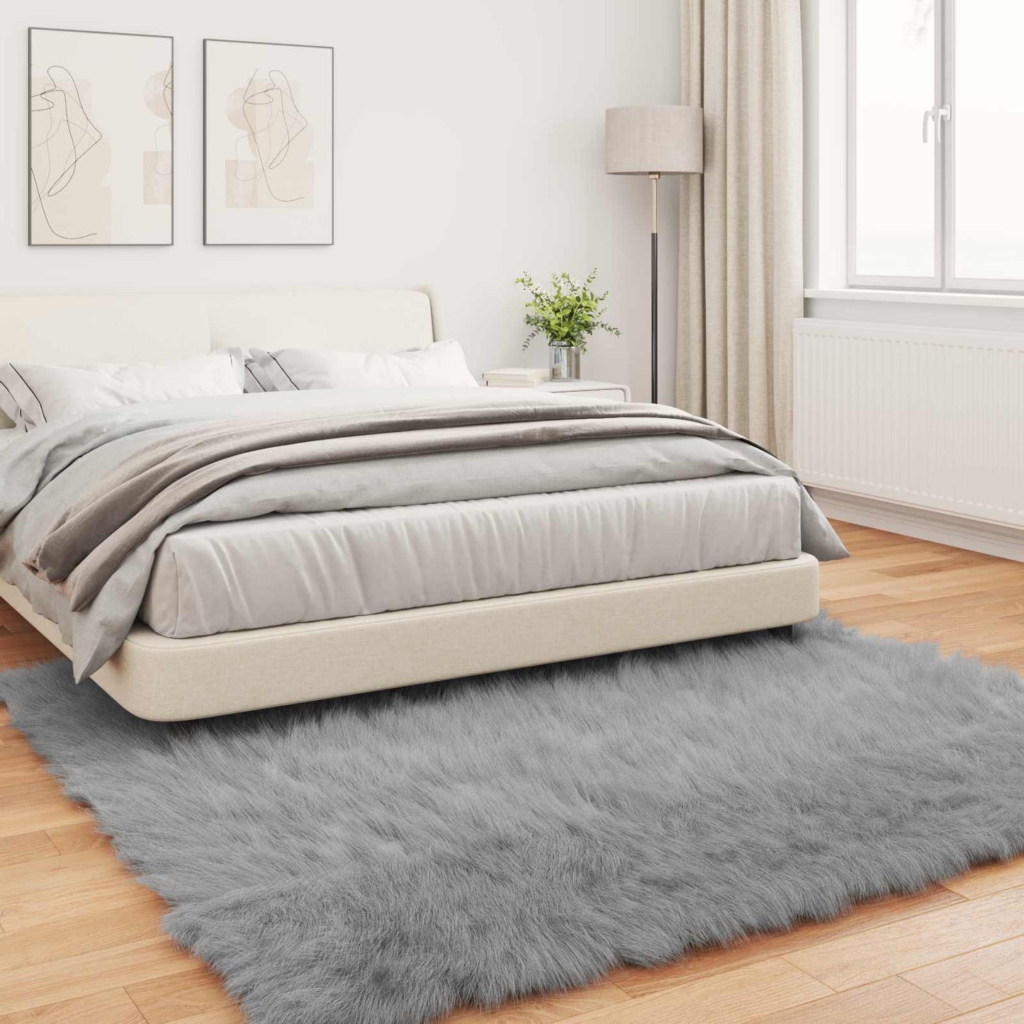 Faux Sheepskin Rug TAFALLA Grey 200 x 200 cm Polyester