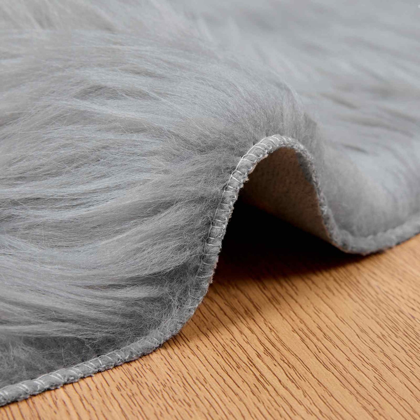 Faux Sheepskin Rug TAFALLA Grey Ø 100 cm Polyester