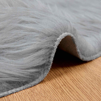 Faux Sheepskin Rug TAFALLA Grey Ø 200 cm Polyester