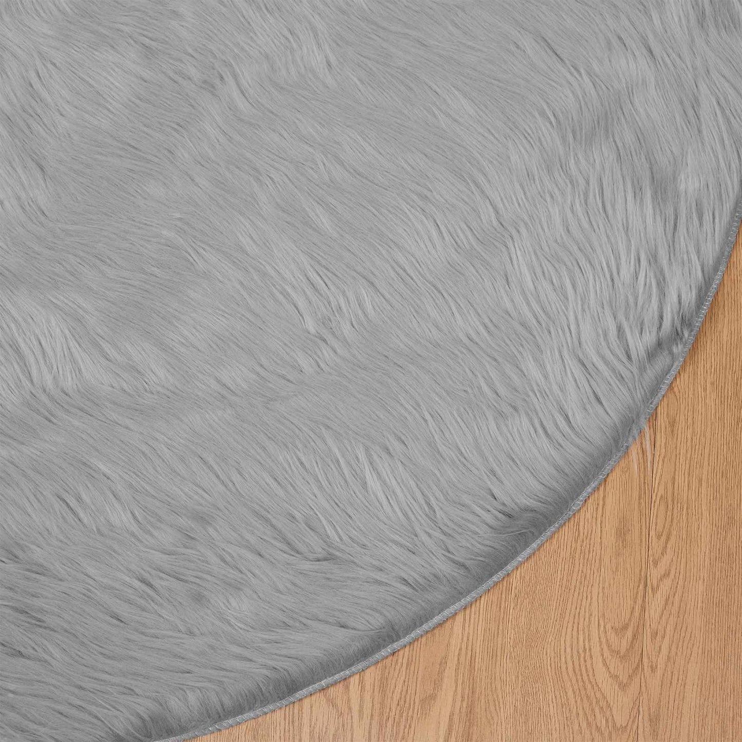 Faux Sheepskin Rug TAFALLA Grey Ø 200 cm Polyester