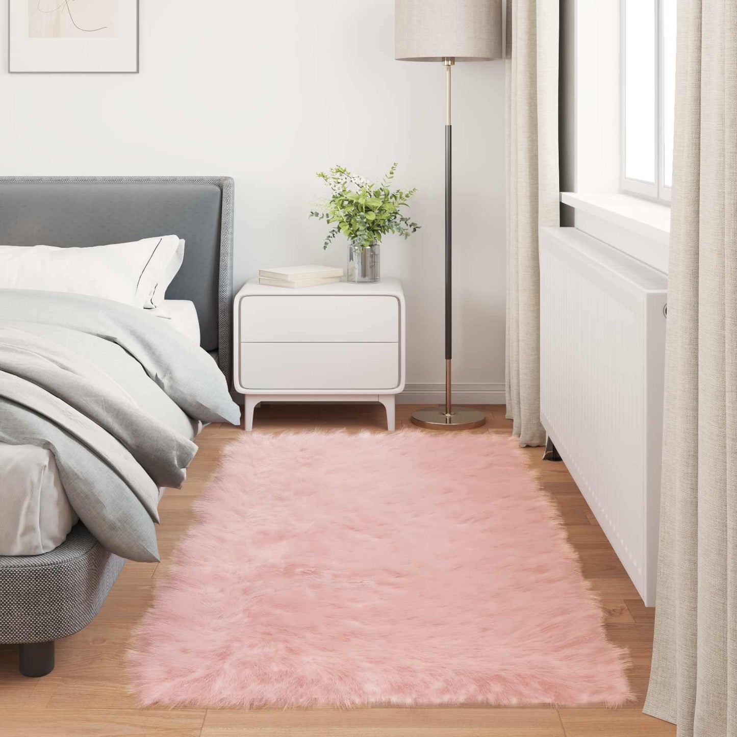 Faux Sheepskin Rug TAFALLA Pink 80 x 200 cm Polyester