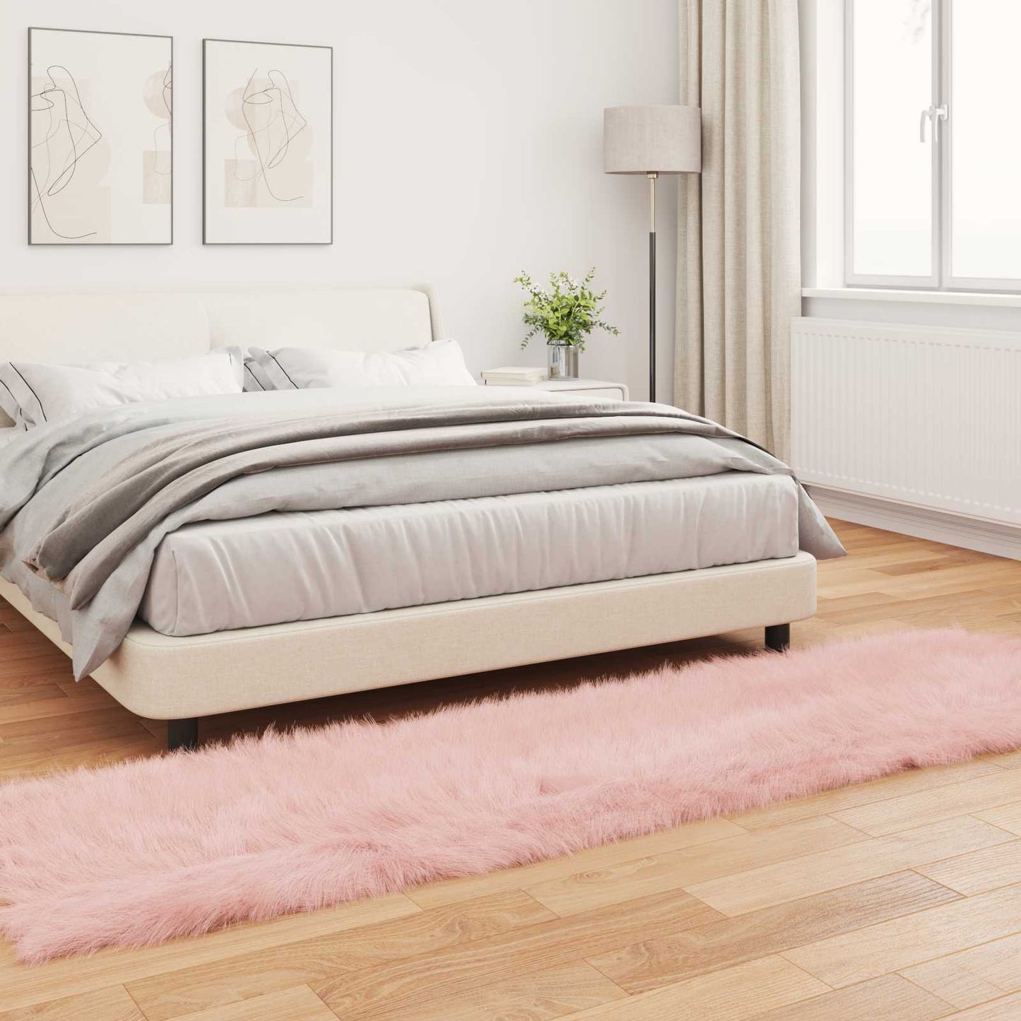 Faux Sheepskin Rug TAFALLA Pink 80 x 250 cm Polyester