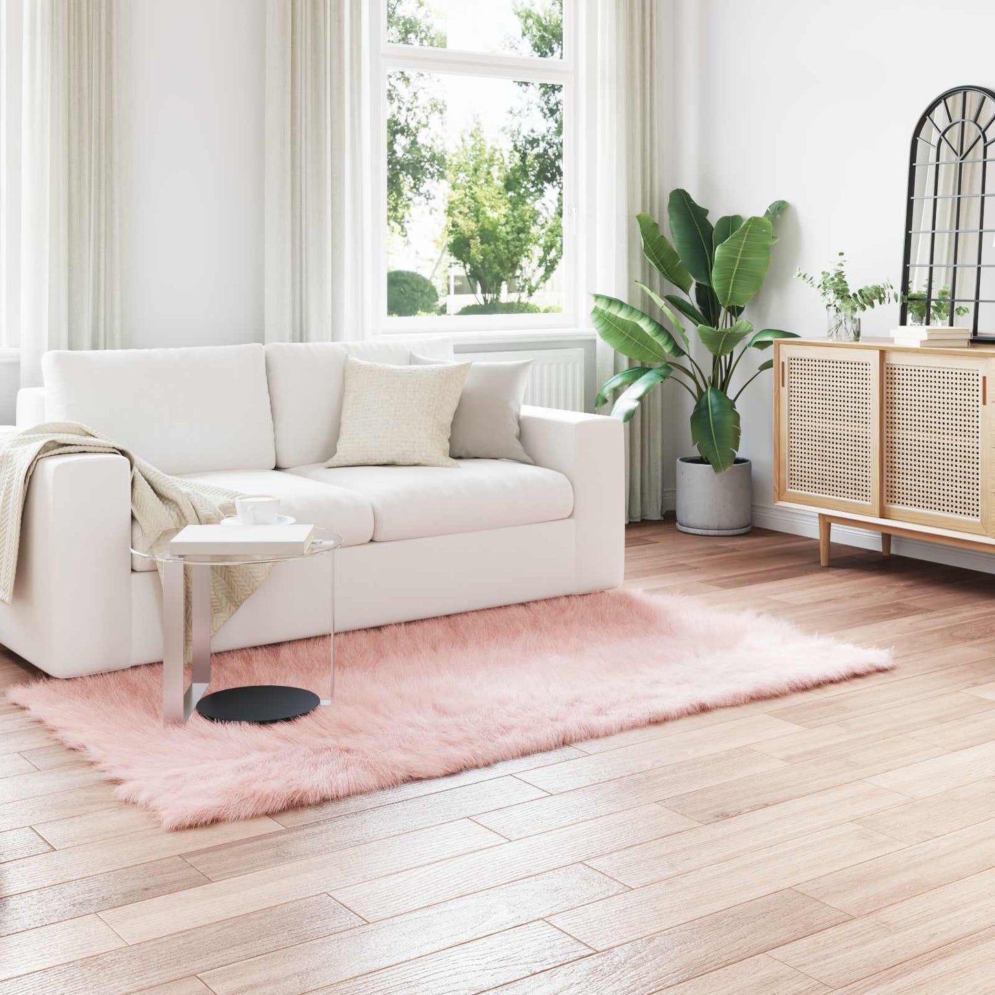 Faux Sheepskin Rug TAFALLA Pink 100 x 200 cm Polyester