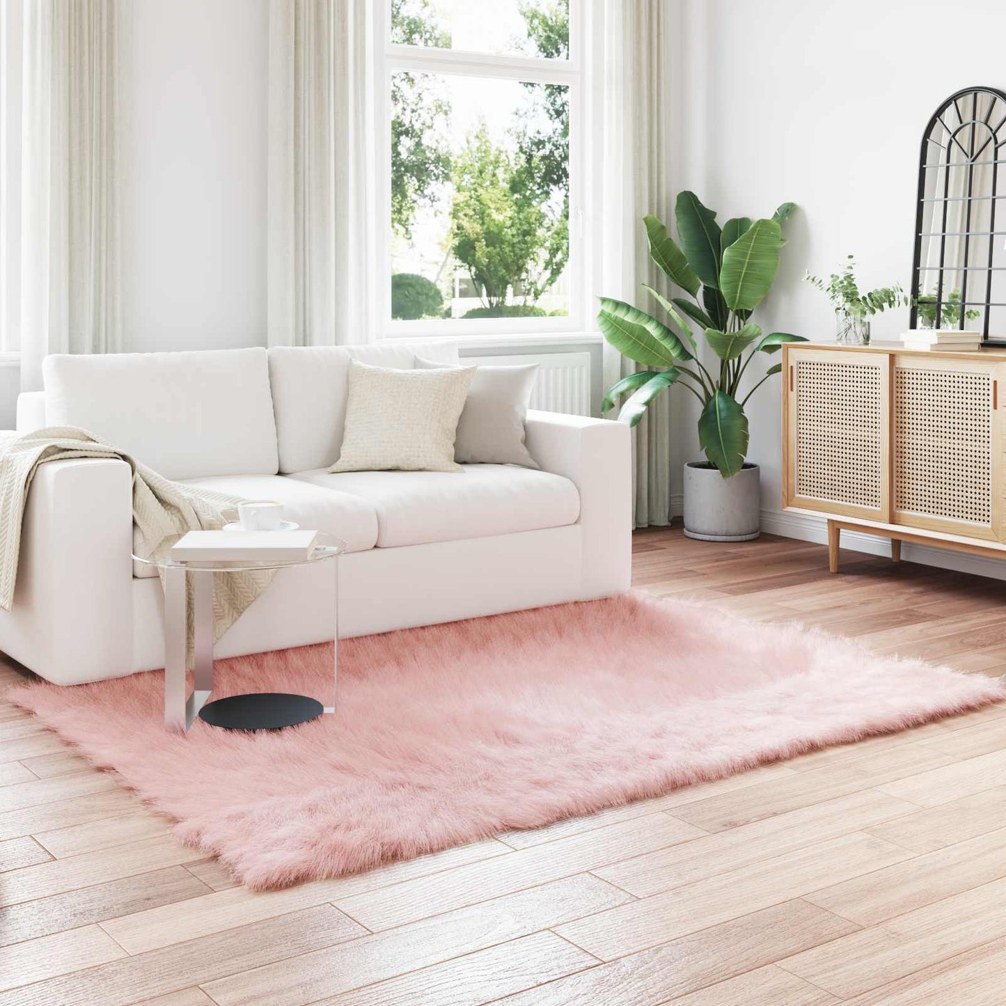 Faux Sheepskin Rug TAFALLA Pink 160 x 230 cm Polyester