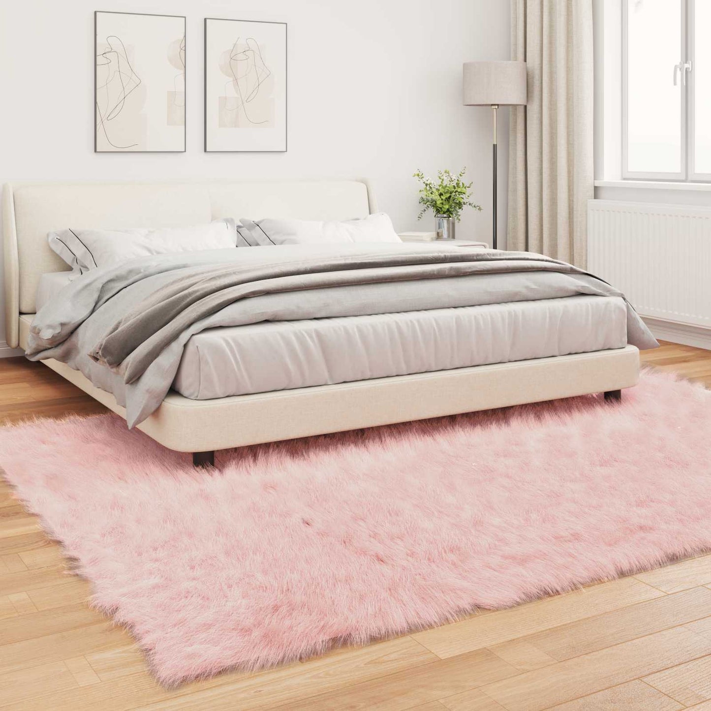 Faux Sheepskin Rug TAFALLA Pink 240 x 340 cm Polyester