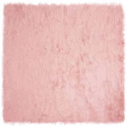 Faux Sheepskin Rug TAFALLA Pink 120 x 120 cm Polyester