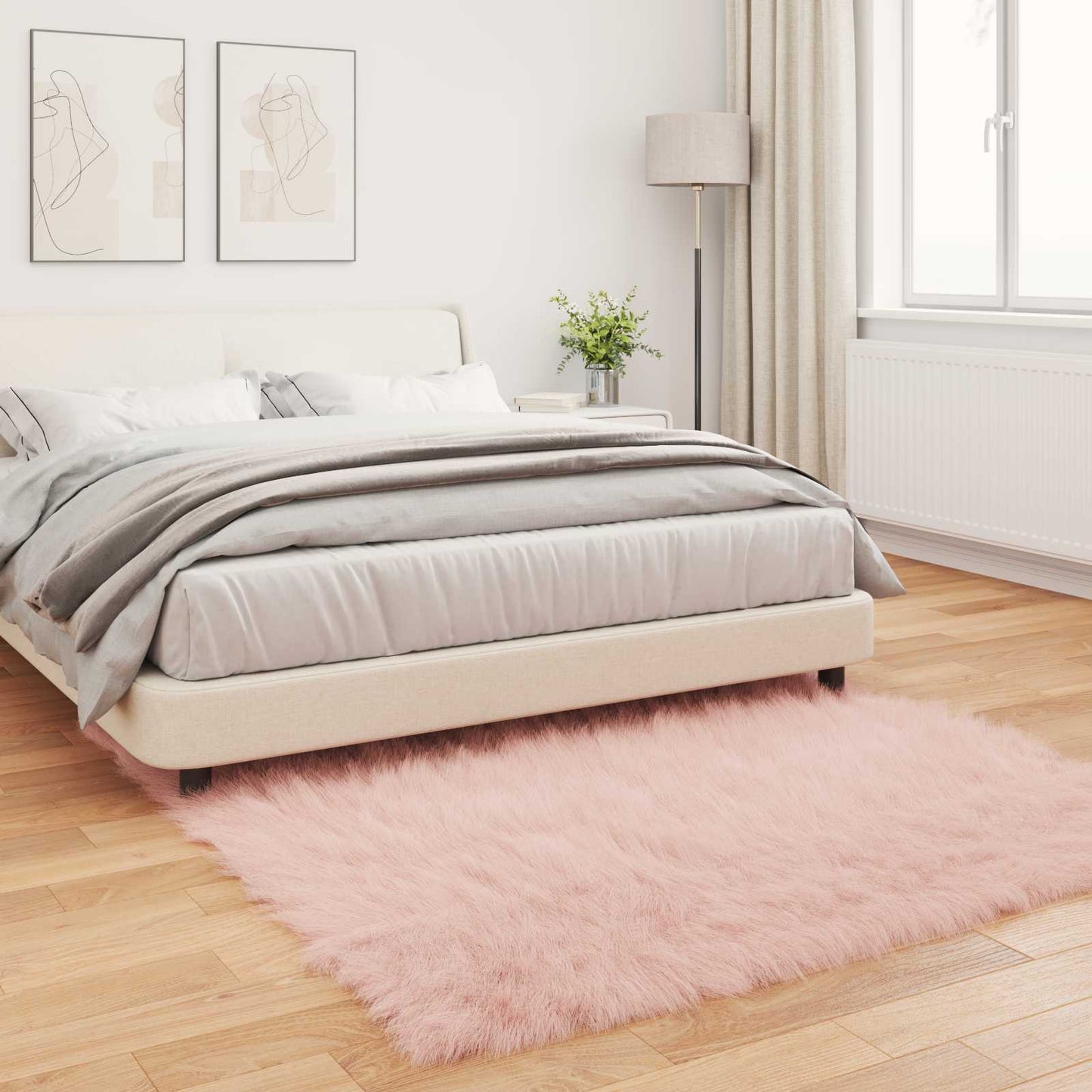 Faux Sheepskin Rug TAFALLA Pink 160 x 160 cm Polyester