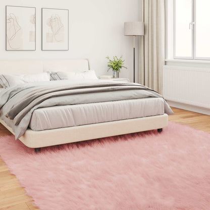 Faux Sheepskin Rug TAFALLA Pink 200 x 200 cm Polyester