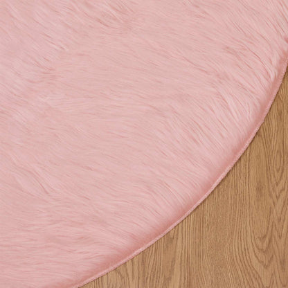 Faux Sheepskin Rug TAFALLA Pink Ø 80 cm Polyester