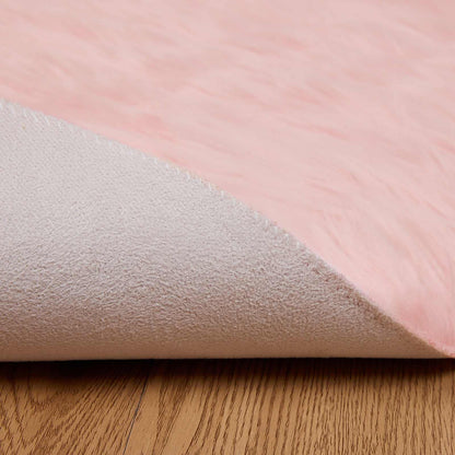 Faux Sheepskin Rug TAFALLA Pink Ø 80 cm Polyester