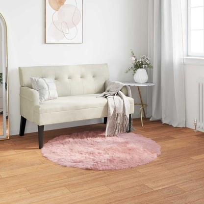 Faux Sheepskin Rug TAFALLA Pink Ø 80 cm Polyester
