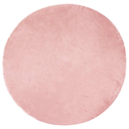 Faux Sheepskin Rug TAFALLA Pink Ø 160 cm Polyester