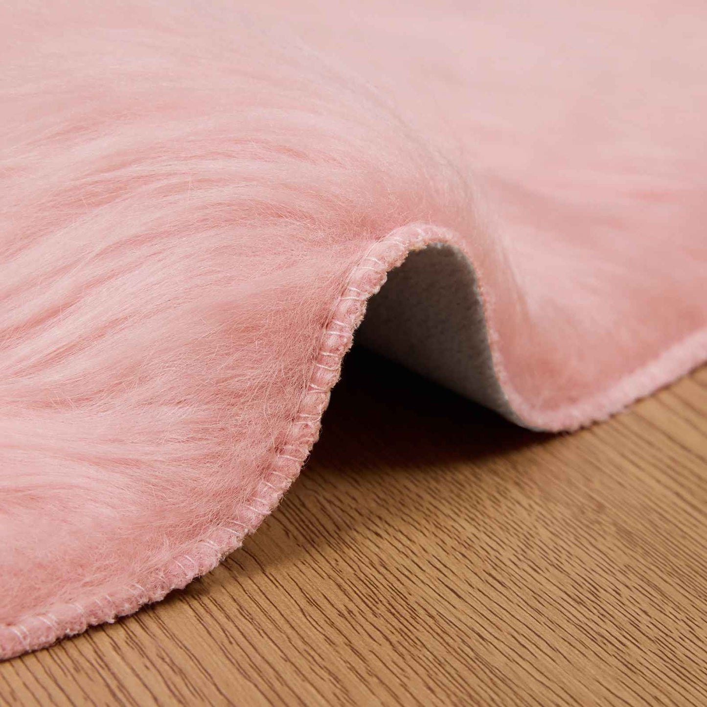 Faux Sheepskin Rug TAFALLA Pink Ø 200 cm Polyester
