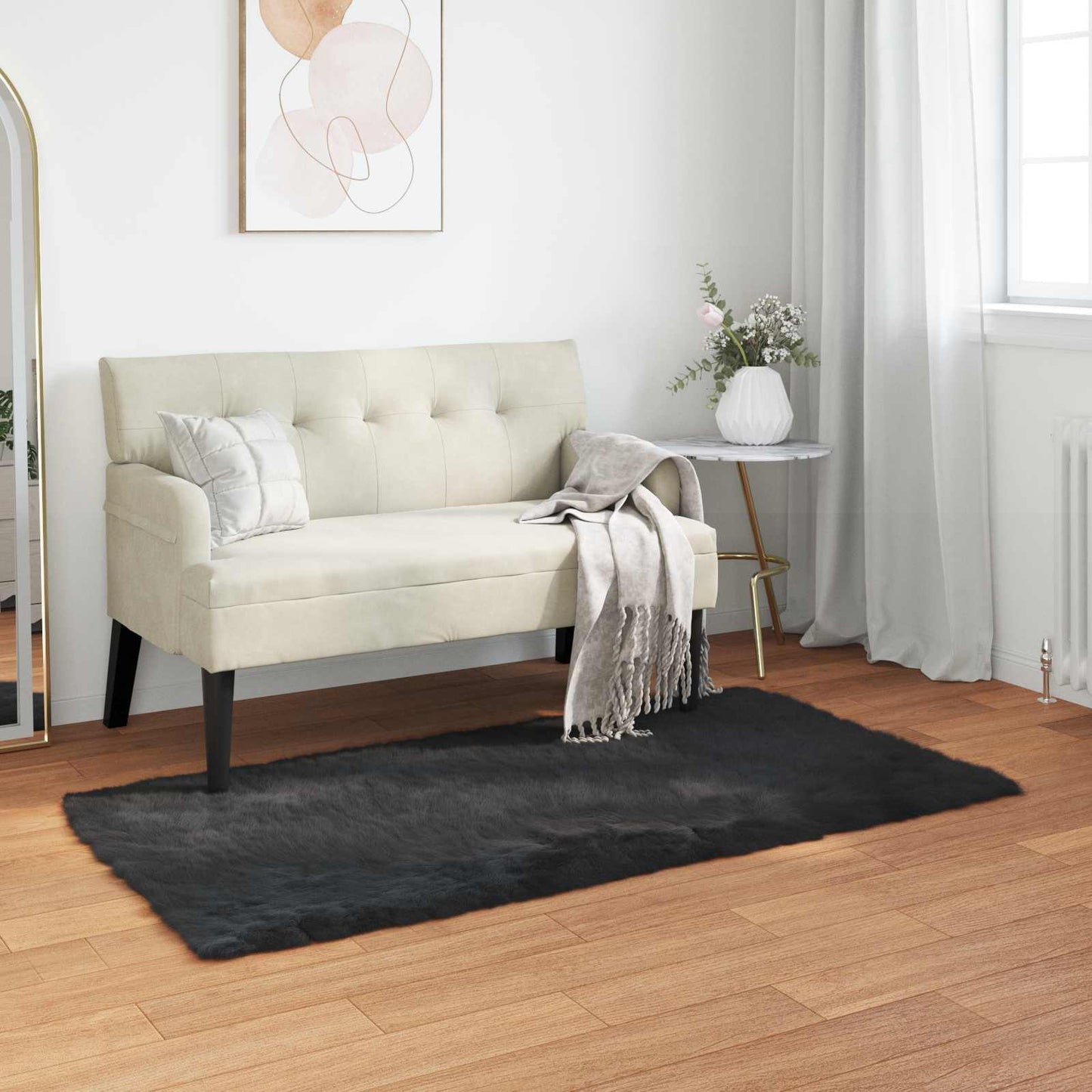 Faux Sheepskin Rug TAFALLA Black 60 x 110 cm Polyester