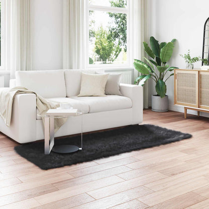 Faux Sheepskin Rug TAFALLA Black 80 x 200 cm Polyester