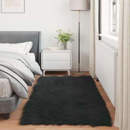 Faux Sheepskin Rug TAFALLA Black 80 x 200 cm Polyester