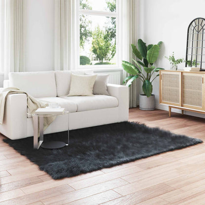Faux Sheepskin Rug TAFALLA Black 140 x 200 cm Polyester