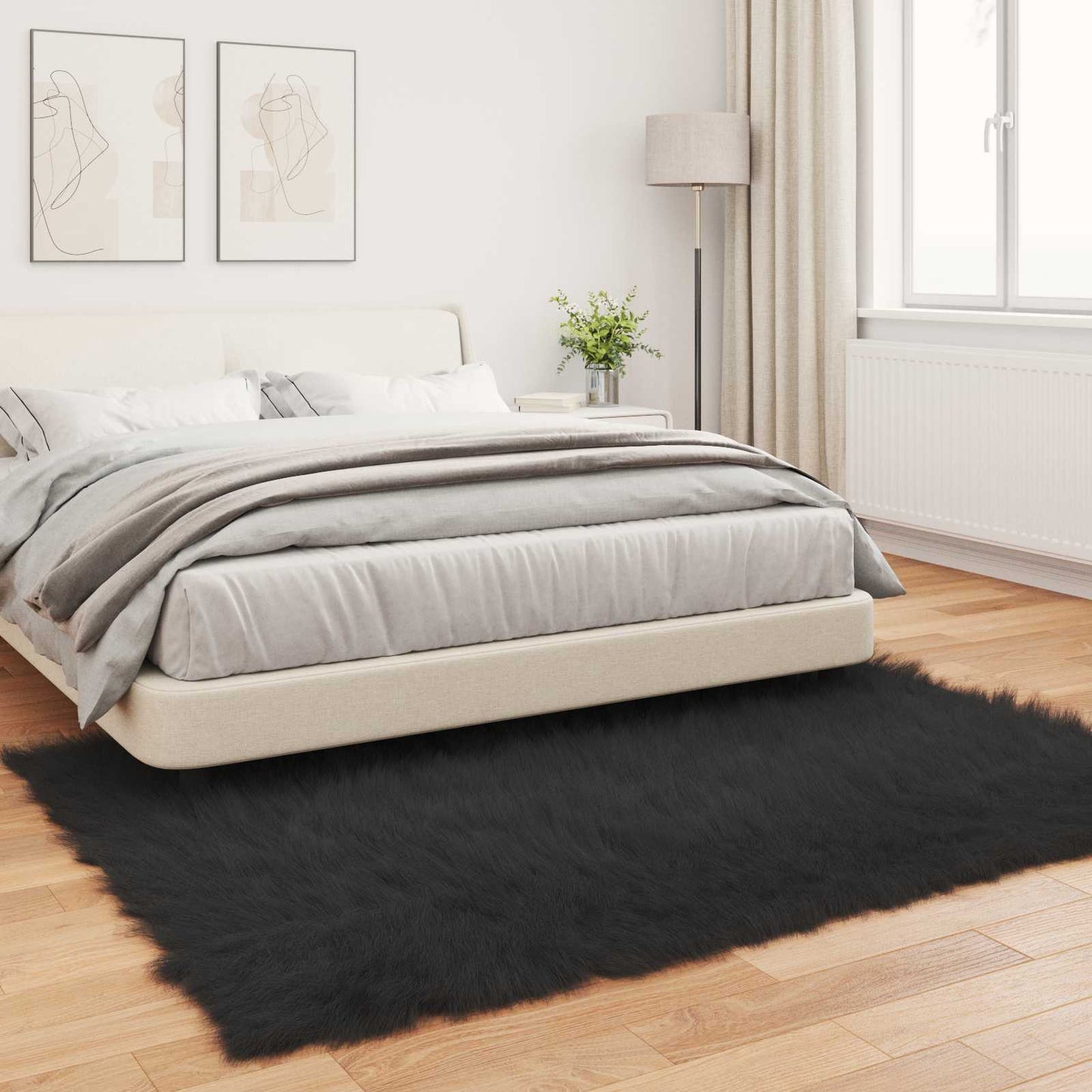 Faux Sheepskin Rug TAFALLA Black 160 x 230 cm Polyester